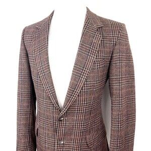 VTG Magee Donegal Mist Tweed 40L Maroon Beige Plaid Sport Coat Mohair Cashmere